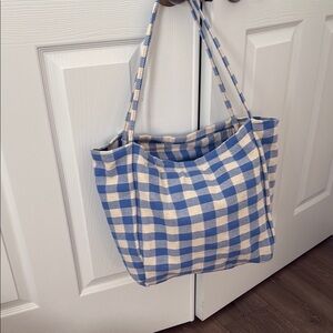 Reserved Blue and Cream Gingham Tote Bag